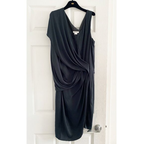 Helmut Lang Draped Goddess Dress in Dark Teal, size 6 - Picture 2 of 6